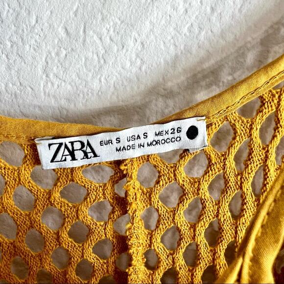 Zara mustard yellow crochet net midi coverup dress - Picture 9 of 12